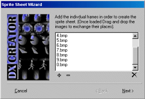 Add the images to the Sprite Sheet Wizard